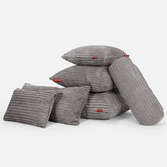 Poduszka ozdobna okrągła 50cm - Klasyczny sztruks Grafit szarość 03
