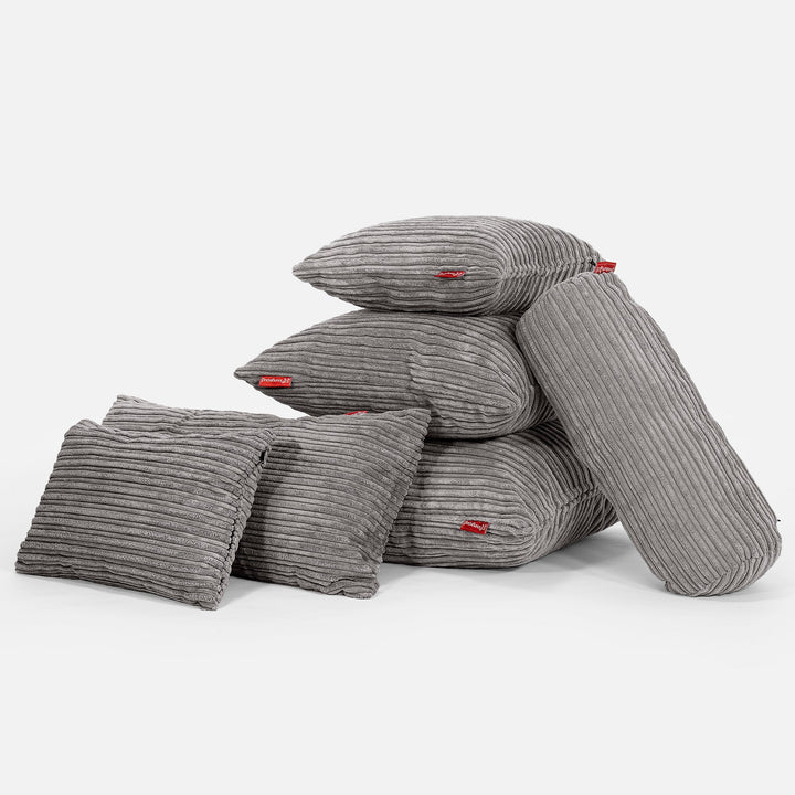 Poduszka ozdobna okrągła 50cm - Klasyczny sztruks Grafit szarość 03