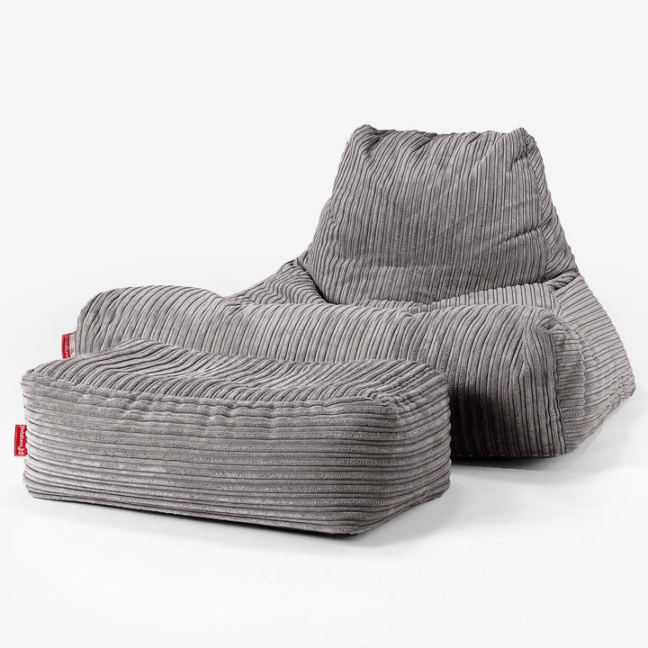 Pufa leżanka XXL - Klasyczny sztruks Grafit szarość 02