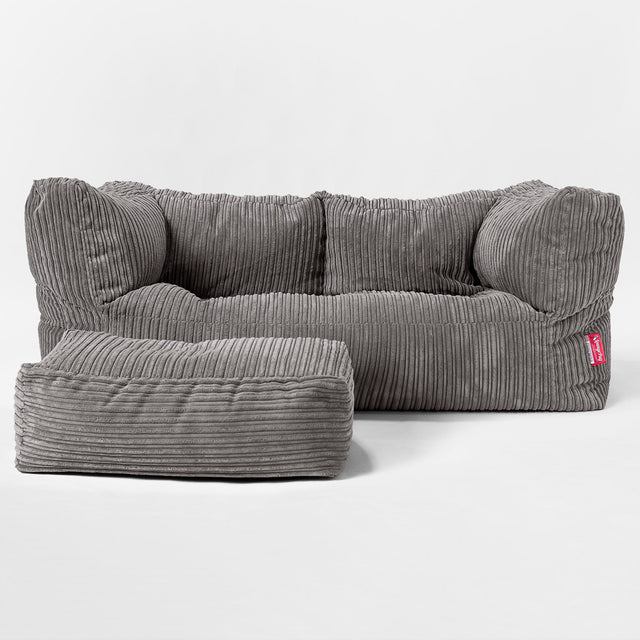 Sofa 2-osobowa pufa Albert - Klasyczny sztruks Grafit szarość 02