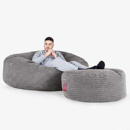 Sofa pufa XXL Mega Mammoth - Klasyczny sztruks Grafit szarość 02