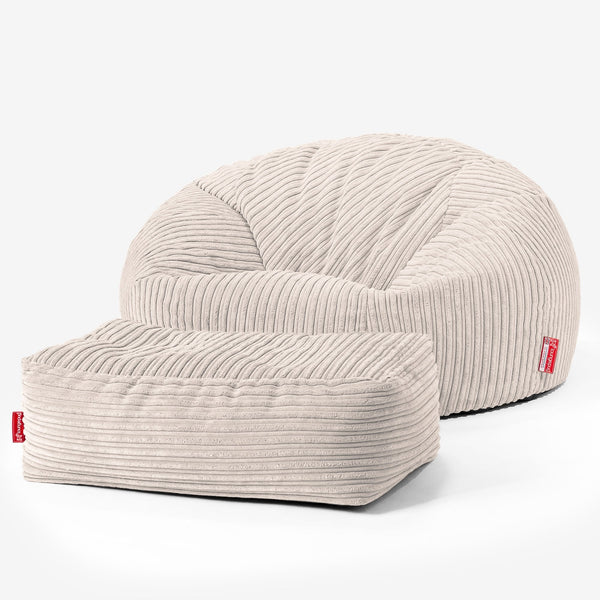 Klasyczna sofa pufa - Klasyczny sztruks Kość słoniowa 01