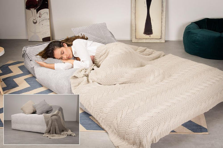 Siedzisko-łóżko podwójne Avery futon - Klasyczny sztruks Kość słoniowa 02