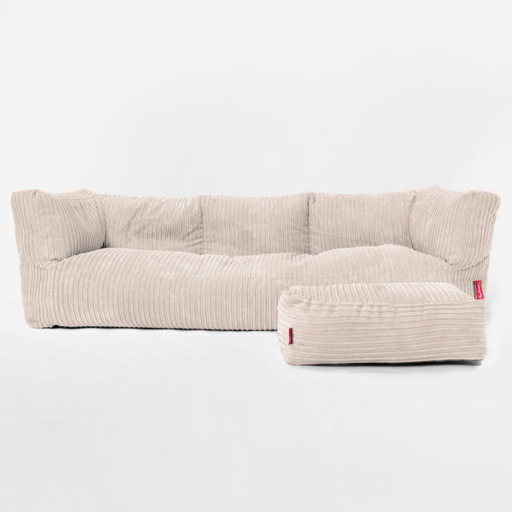 Sofa 3-osobowa pufa Albert - Klasyczny sztruks Kość słoniowa 02