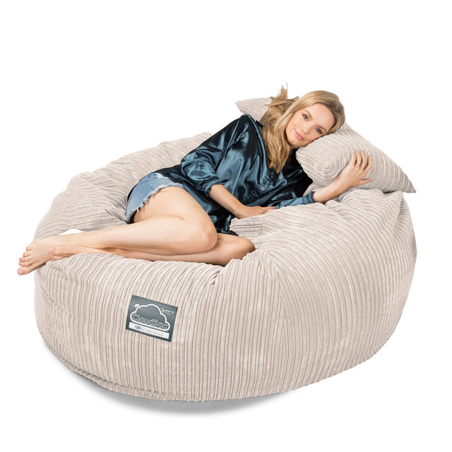 Sofa pufa piankowa gigant CloudSac 1010 XXL - Klasyczny sztruks Kość słoniowa 03