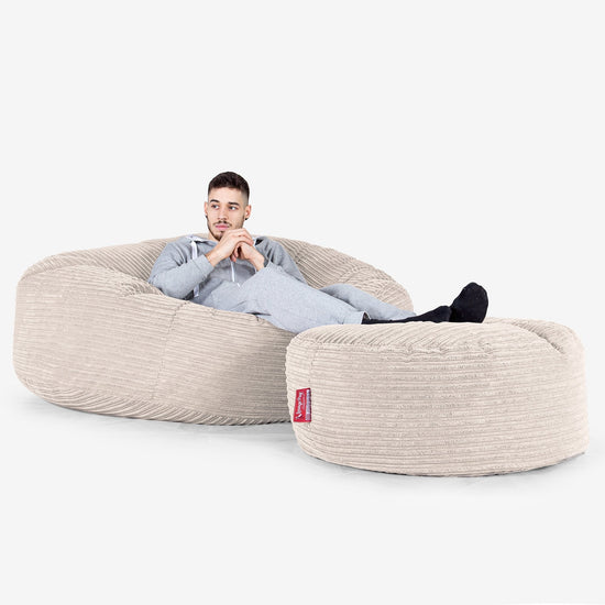 Sofa pufa XXL Mega Mammoth - Klasyczny sztruks Kość słoniowa 02