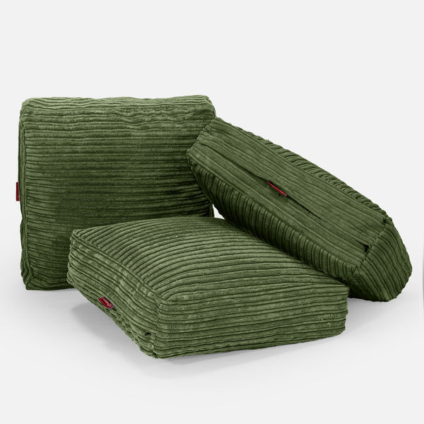 Duża poduszka podłogowa - Klasyczny sztruks Leśna zieleń Fabric Close-up Image