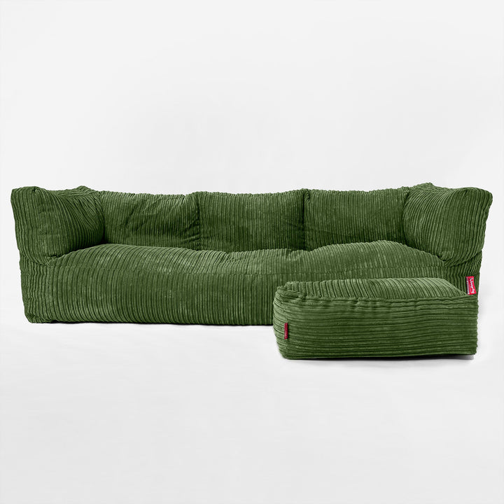Sofa 3-osobowa pufa Albert - Klasyczny sztruks Leśna zieleń 02