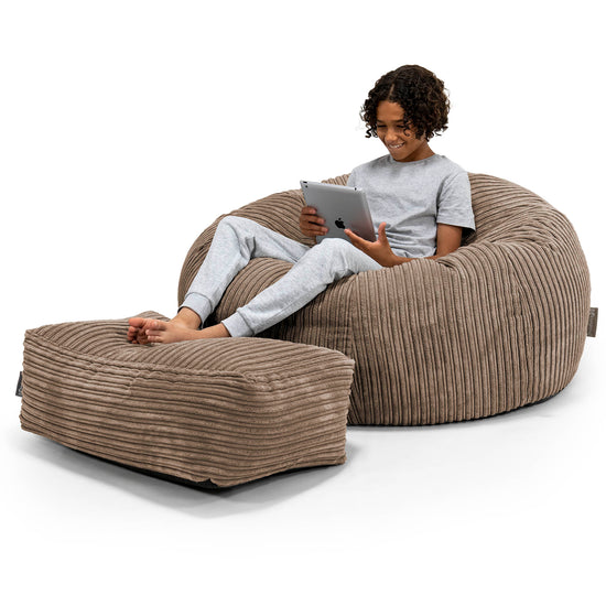 Sofa pufa dla dzieci 6-14 lat - Klasyczny sztruks Moka 01
