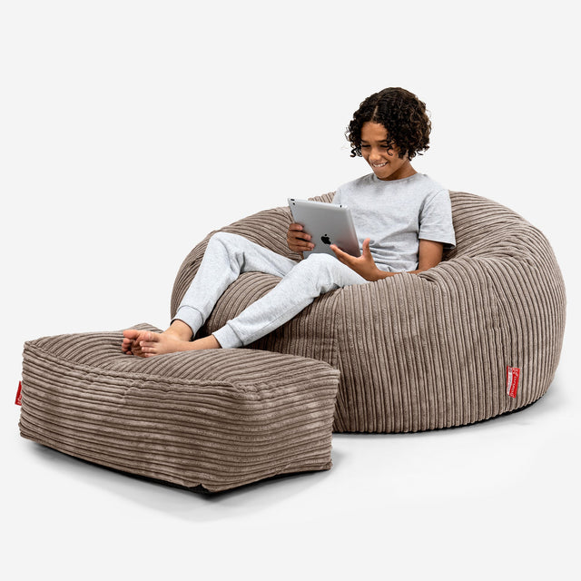 Sofa pufa dla dzieci 6-14 lat - Klasyczny sztruks Moka 01