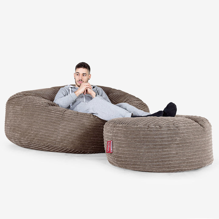 Sofa pufa XXL Mega Mammoth - Klasyczny sztruks Moka 02