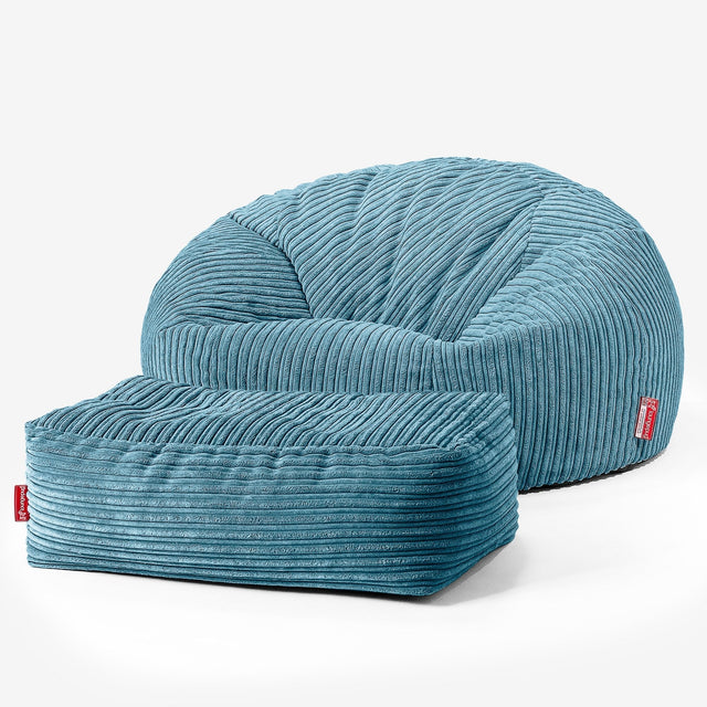 Klasyczna sofa pufa - Klasyczny sztruks Morski błękit 02