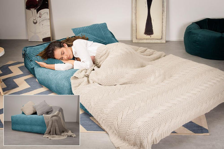 Siedzisko-łóżko podwójne Avery futon - Klasyczny sztruks Morski błękit 02