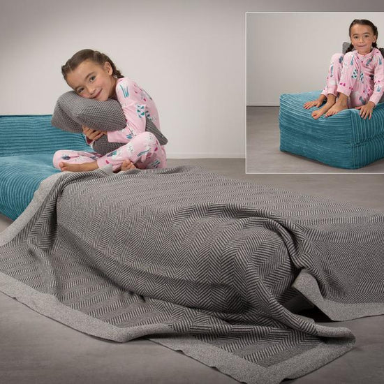 Siedzisko-łóżko pojedyncze Avery futon - Klasyczny sztruks Morski błękit 02