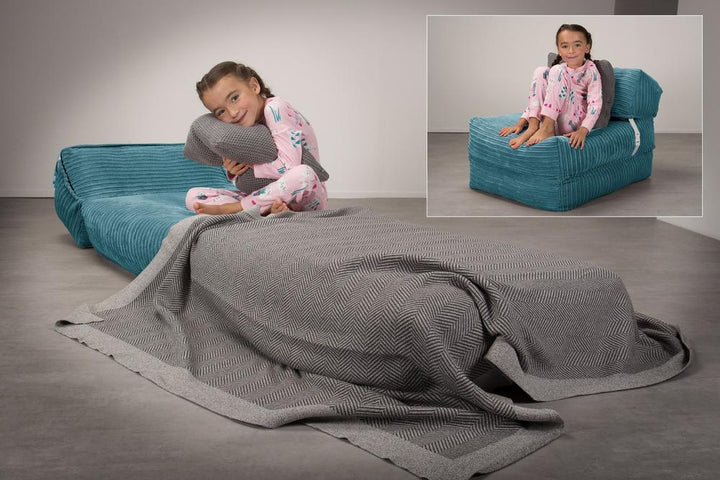 Siedzisko-łóżko pojedyncze Avery futon - Klasyczny sztruks Morski błękit 02