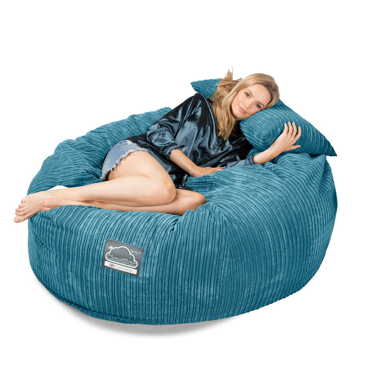 Sofa pufa piankowa gigant CloudSac 1010 XXL - Klasyczny sztruks Morski błękit 03
