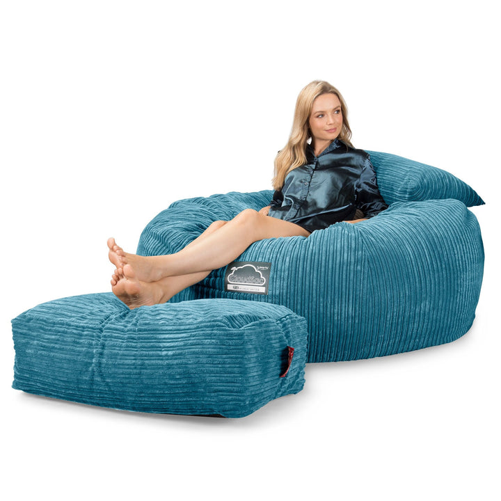 Sofa pufa piankowa gigant CloudSac 1010 XXL - Klasyczny sztruks Morski błękit 04