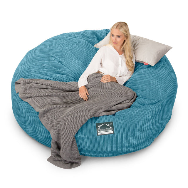 Sofa pufa piankowa typu king size CloudSac 3000 XXL - Klasyczny sztruks Morski błękit 01