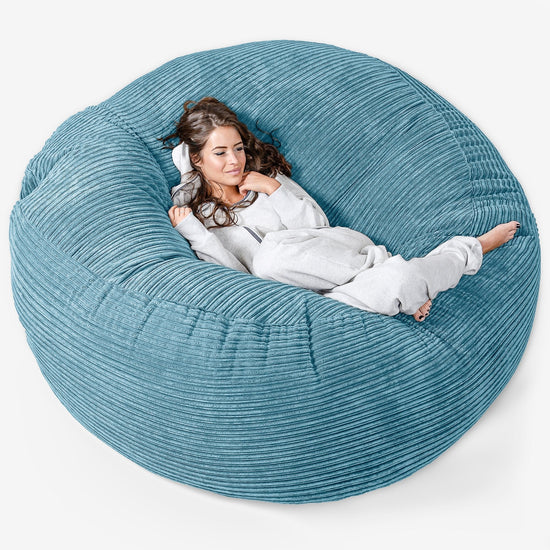 Sofa pufa XXL Mega Mammoth - Klasyczny sztruks Morski błękit 01