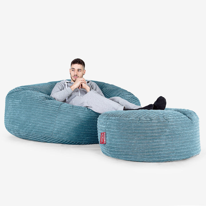 Sofa pufa XXL Mega Mammoth - Klasyczny sztruks Morski błękit 02