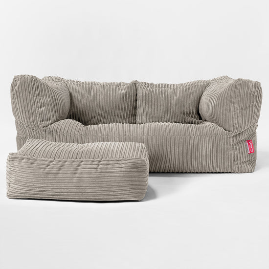 Sofa 2-osobowa pufa gigant Albert dla dzieci 3-14 lat - Klasyczny sztruks Mysi 02