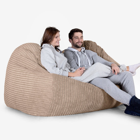 Olbrzymia sofa pufa - Klasyczny sztruks Piasek 02