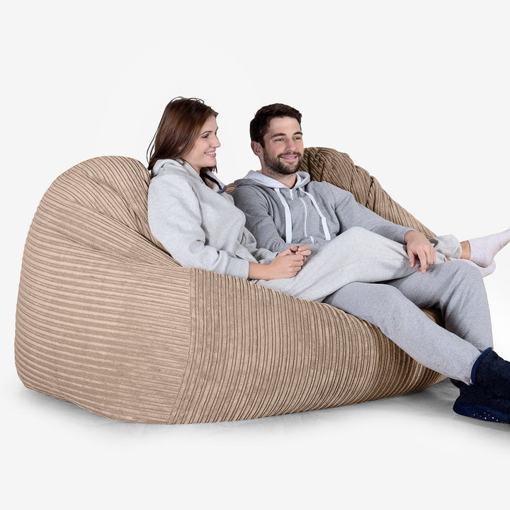 Olbrzymia sofa pufa - Klasyczny sztruks Piasek 02