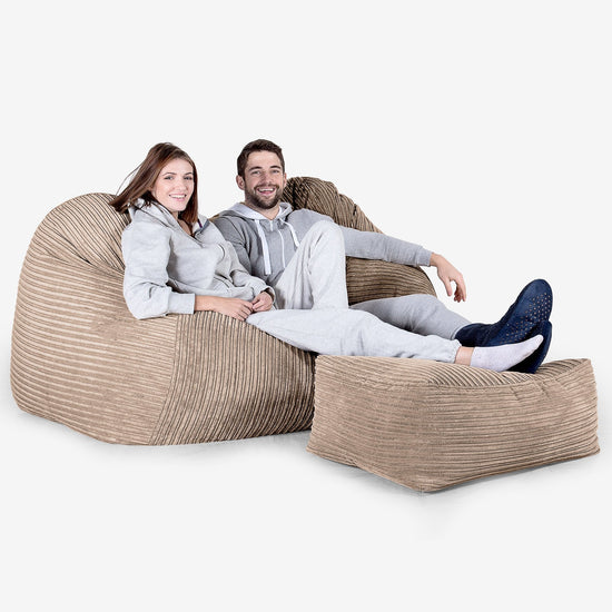 Olbrzymia sofa pufa - Klasyczny sztruks Piasek 03