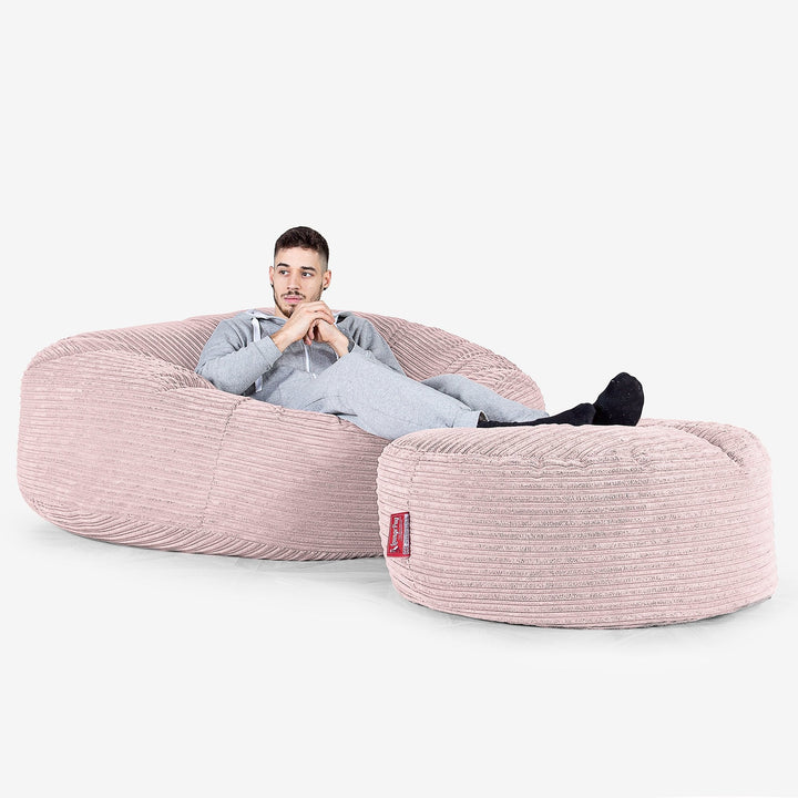 Sofa pufa XXL Mega Mammoth - Klasyczny sztruks Pudrowy 02