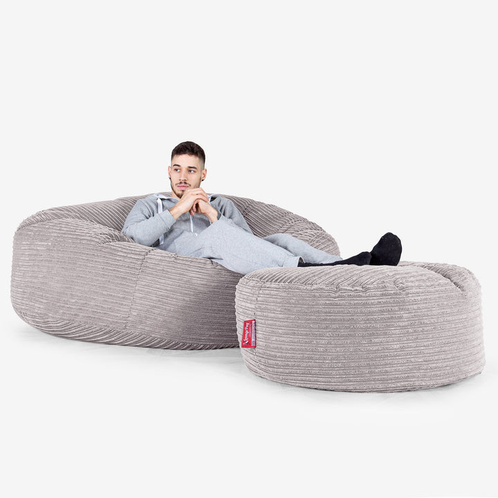 Sofa pufa XXL Mega Mammoth - Klasyczny sztruks Szarość delfina 02