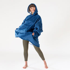 Bluza oversize / koc z kapturem dla mężczyzn lub kobiet - Plusz minky Ciemnoniebieski