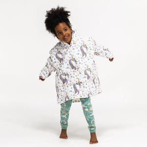 Bluza oversize / koc z kapturem dla dzieci - Plusz minky Jednorożec