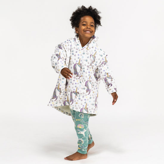 Bluza oversize / koc z kapturem dla dzieci - Plusz minky Jednorożec 02