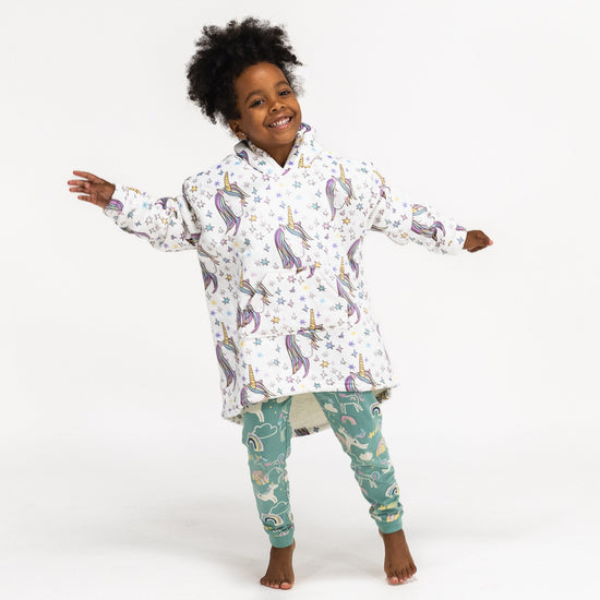 Bluza oversize / koc z kapturem dla dzieci - Plusz minky Jednorożec 03