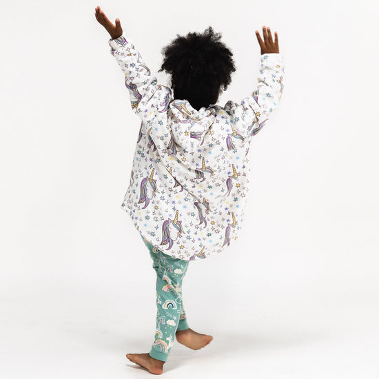 Bluza oversize / koc z kapturem dla dzieci - Plusz minky Jednorożec 04