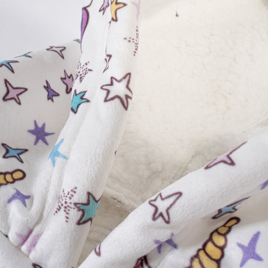 Bluza oversize / koc z kapturem dla dzieci - Plusz minky Jednorożec 05