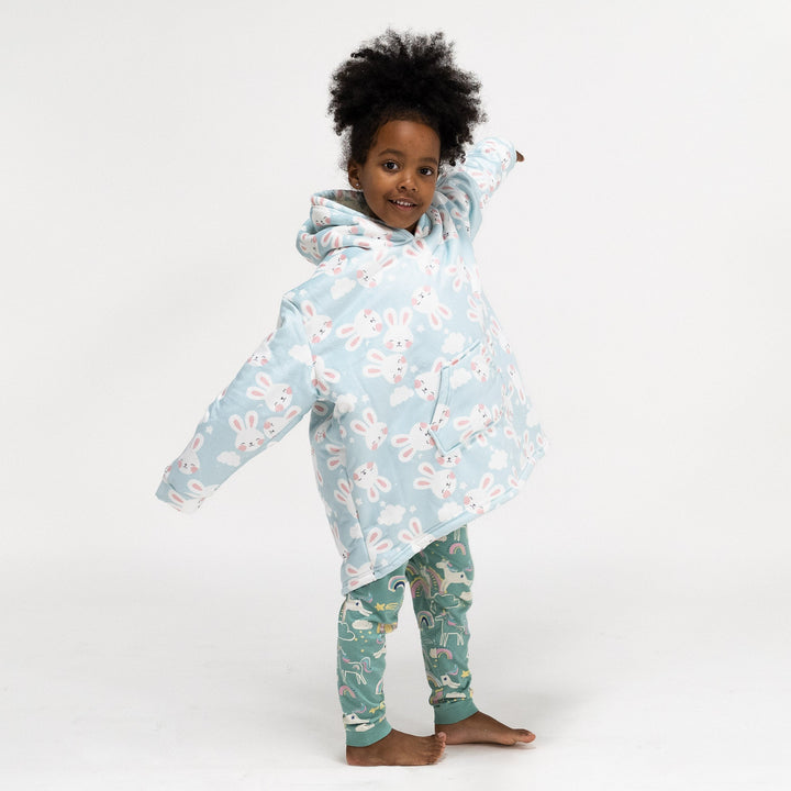 Bluza oversize / koc z kapturem dla dzieci - Plusz minky Królik 02