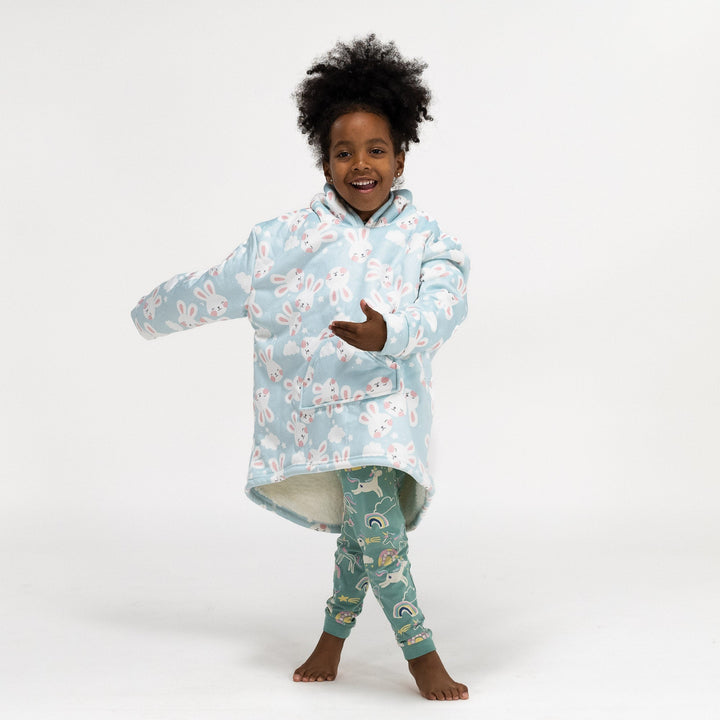 Bluza oversize / koc z kapturem dla dzieci - Plusz minky Królik 03