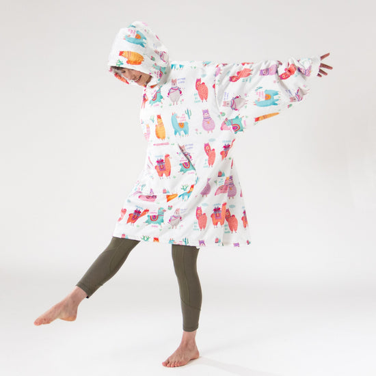 Bluza oversize / koc z kapturem dla mężczyzn lub kobiet - Plusz minky Lama 03