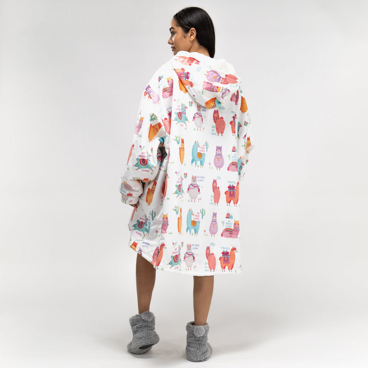 Bluza oversize / koc z kapturem na zamek dla mężczyzn lub kobiet - Plusz minky Lama 03