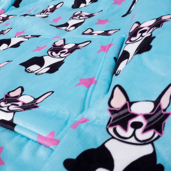 Bluza oversize / koc z kapturem dla mężczyzn lub kobiet - Plusz minky Mops 05