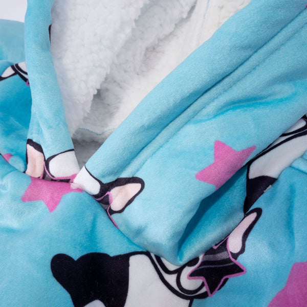 Bluza oversize / koc z kapturem dla mężczyzn lub kobiet - Plusz minky Mops Fabric Close-up Image