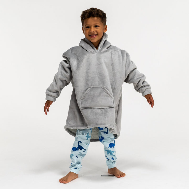 Bluza oversize / koc z kapturem dla dzieci - Plusz minky Szarość 03
