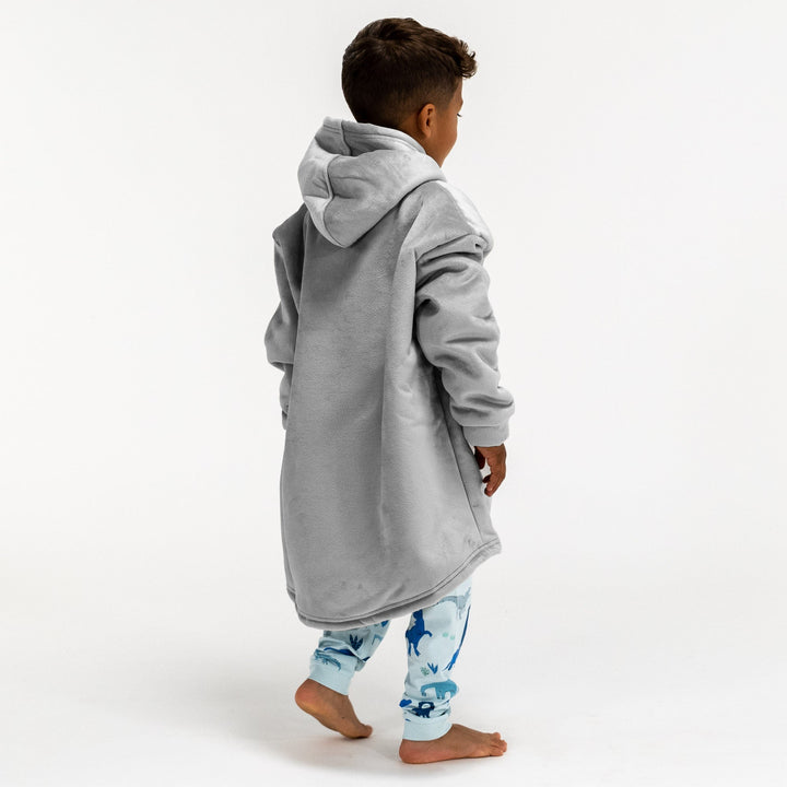 Bluza oversize / koc z kapturem dla dzieci - Plusz minky Szarość 04