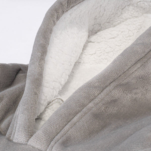 Bluza oversize / koc z kapturem dla dzieci - Plusz minky Szarość Fabric Close-up Image