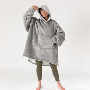 Bluza oversize / koc z kapturem dla mężczyzn lub kobiet - Plusz minky Szarość