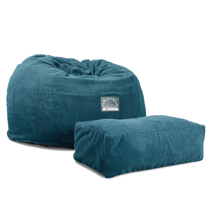 Duża pufa piankowa CloudSac 510 XL - Pom Pom Morski błękit 05