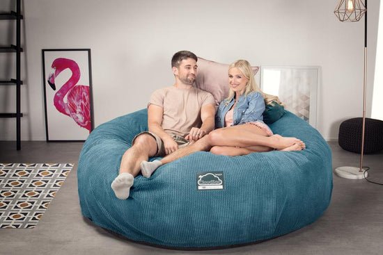 Sofa pufa piankowa typu king size CloudSac 3000 XXL - Pom Pom Morski błękit 02