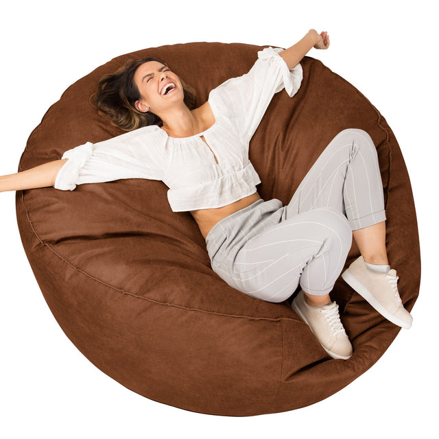 Sofa pufa XXL Mega Mammoth - Postarzana skóra Ciepły brąz 01