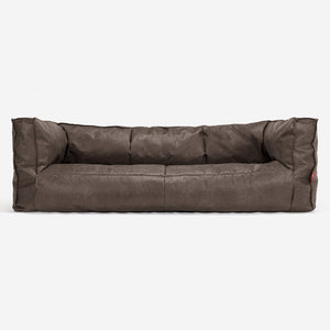 Sofa 3-osobowa pufa Albert - Postarzana skóra Łupkowy szary